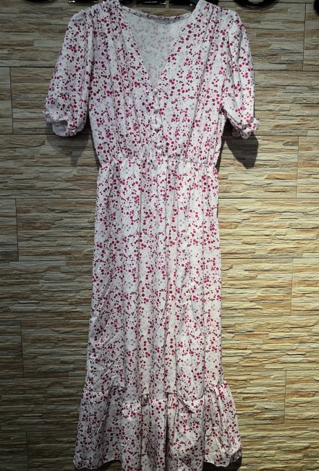 Robe longue fleurie modèle parme