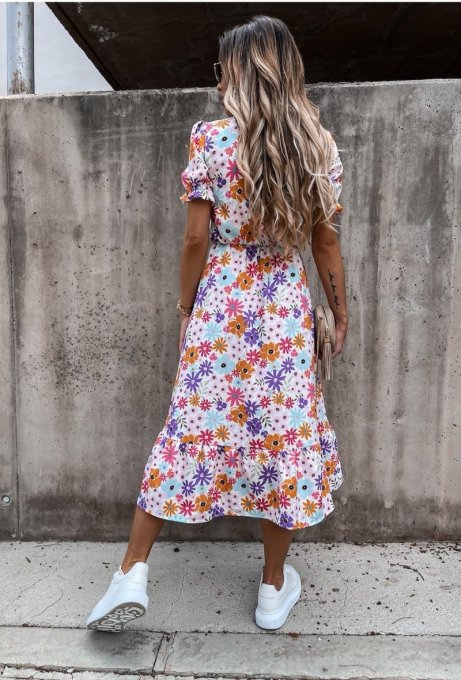 Robe longue fleurie modèle multicolore