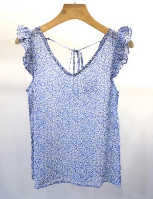 Top fleuri bleu