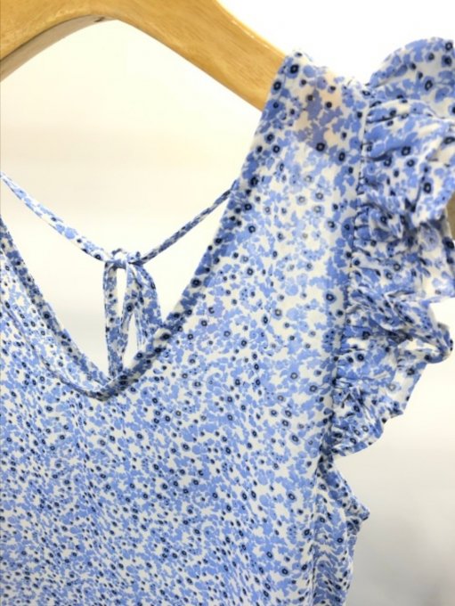 Top fleuri bleu