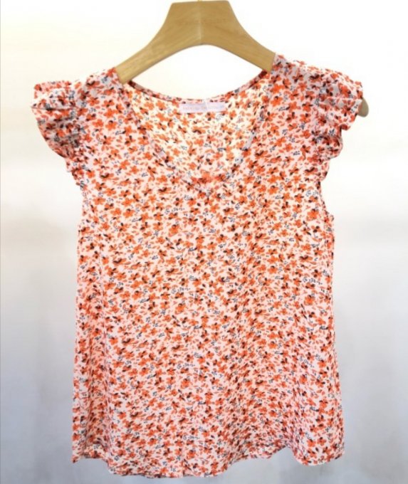 Top fleuri corail