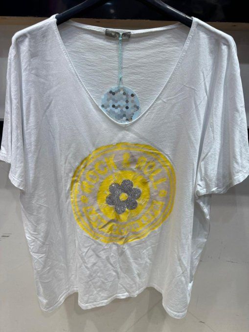T-shirt Rock Fleur Strass