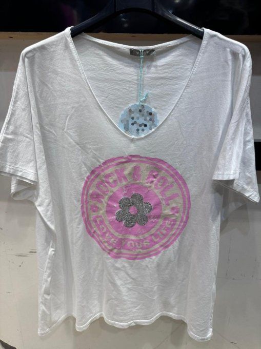 T-shirt Rock Fleur Strass