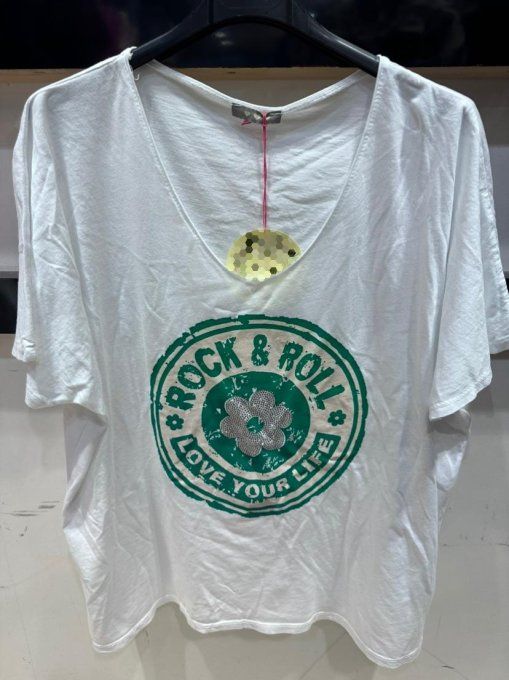 T-shirt Rock Fleur Strass